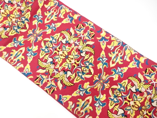 アンティーク　華紋に鳥模様織り出し袋帯（着用可）